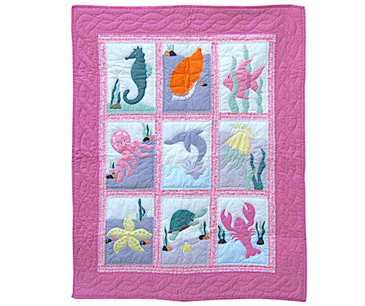 Baby Blanket – Ocean Life (Pink)
