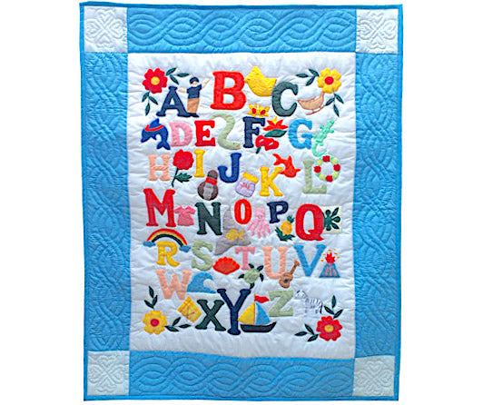 Baby Blanket – ABC (Blue Border)