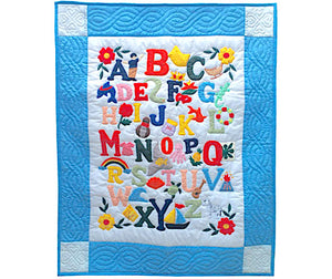 Baby Blanket – ABC (Blue Border)