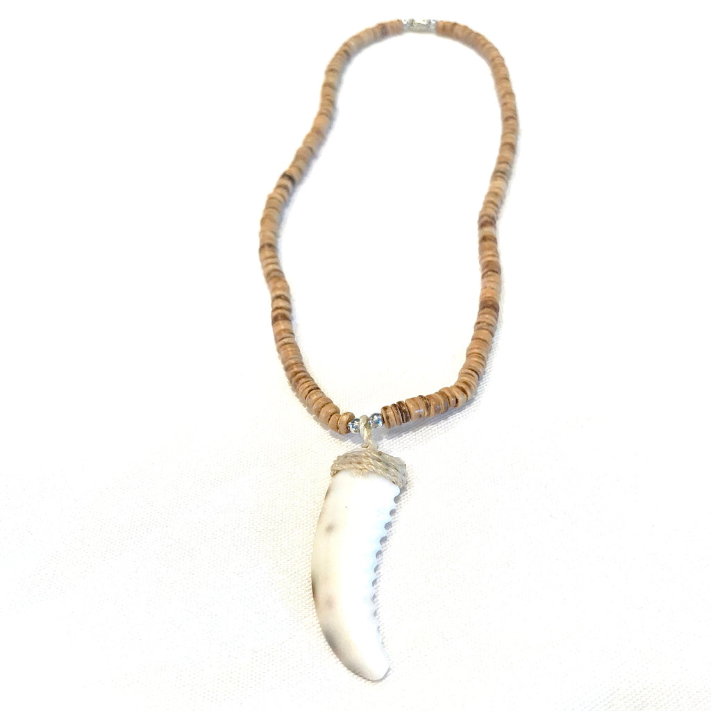 Brown Coconut Shell Tusk Necklace