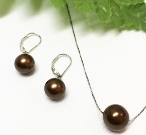 Brown Pearl Necklace & Earrings